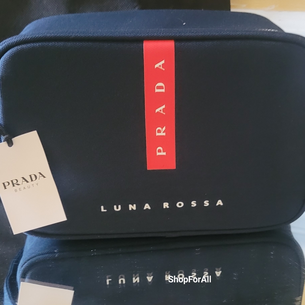 Prada Luna Rossa Black & Red pouch Travel bag Toiletry Dopp Kit Shavin… - Picture 4 of 16